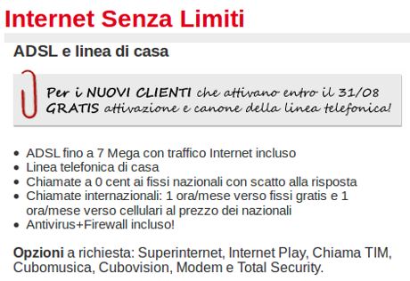 Telecom Italia offerte Adsl senza canone | Settimocell