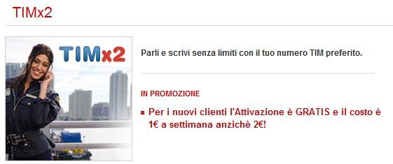 tim x2 super promozione