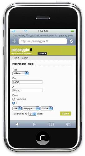 car pooling cellulare passaggio iphone