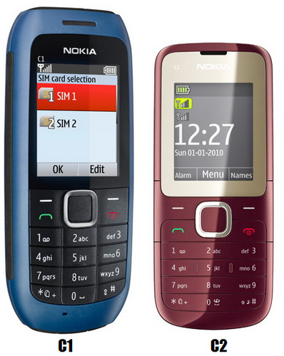 Nokia dual sim c1 e c2